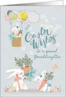 Happy Easter to a Special Granddaughter Cute Bunnies with Flowers card