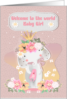 Baby Girl Congratulations Welcome to the World Baby Elephant card