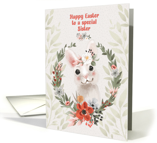 Happy Easter to Sister Adorable Bunny with Flowers card (1560032)