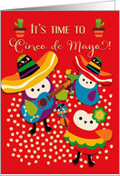 Happy Cinco de Mayo Colorful Partying Owls card