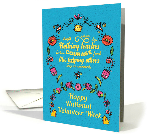 Happy National Volunteer Week Word Art and Flowers card (1565152)