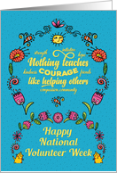 Happy National Volunteer Week Word Art and Flowers card