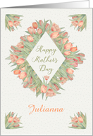 Happy Mother’s Day Custom Name Pretty Peach Tulips card