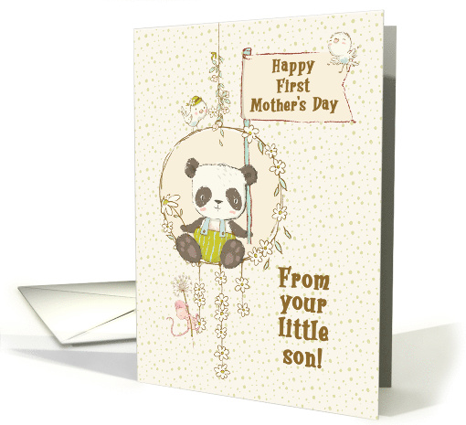 Happy First Mother's Day From Little Son Panda on a Swing card
