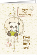 Happy First Mother’s Day From Little Son Panda on a Swing card