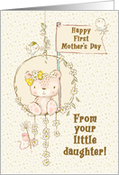 Happy First Mother’s Day From Little Daughter Teddy Bear on a Swing card