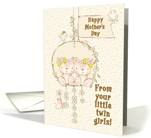 Happy Mother's Day From Twin Daughters Teddy Bears on a Swing card