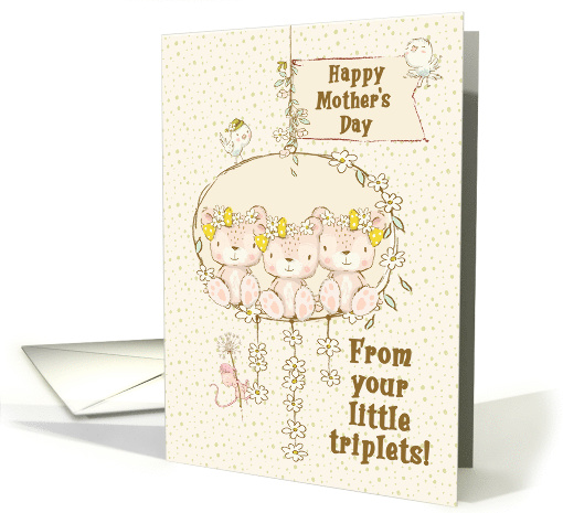 Happy Mother's Day From Triplet Daughters Teddy Bears on a Swing card