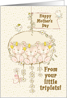 Happy Mother’s Day From Triplet Daughters Teddy Bears on a Swing card