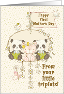Happy First Mother’s Day From Triplets Two Boys One Girl Cute Bears card