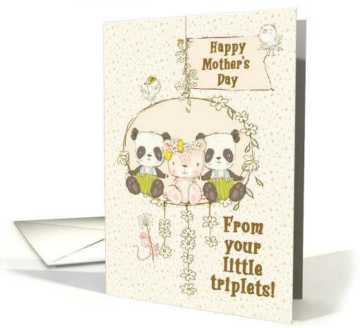 Happy Mother's Day From Triplets Two Boys One Girl Cute Bears card