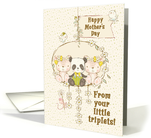 Happy Mother's Day From Triplets Two Girls One Boy Cute Bears card
