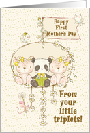 Happy First Mother’s Day From Triplets Two Girls One Boy Cute Bears card