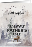 Happy Father’s Day to Great Nephew Moose and Trees Woodland Scene card