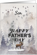 Happy Father’s Day to Son Moose and Trees Woodland Scene card