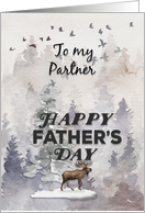 Happy Father’s Day to Partner Moose and Trees Woodland Scene card