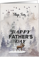 Happy Father’s Day to Step Son Moose and Trees Woodland Scene card