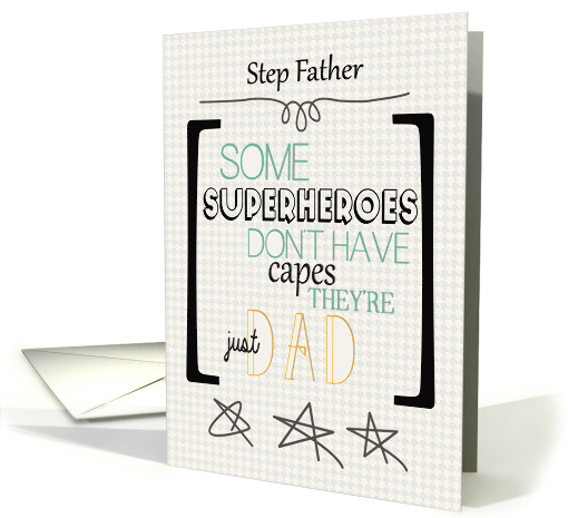 Happy Father's Day to Step Father Superhero Word Art card (1568782)