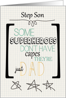 Happy Father’s Day to Step Son Superhero Word Art card