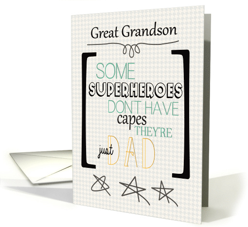 Happy Father's Day to Great Grandson Superhero Word Art card (1568850)