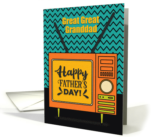 Happy Father's Day to Great Great Granddad Retro TV Word Art card