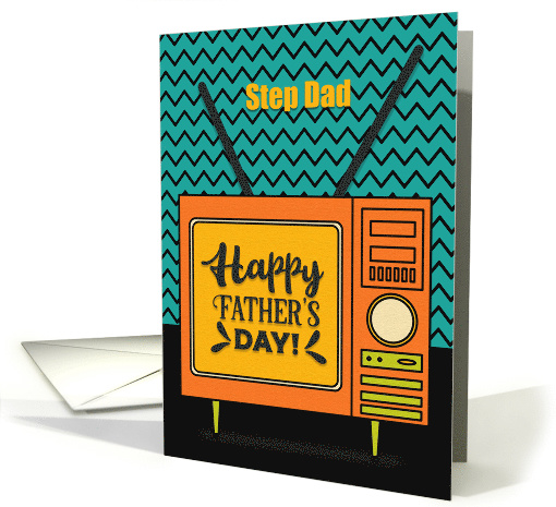 Happy Father's Day to Step Dad Retro TV Word Art card (1570078)