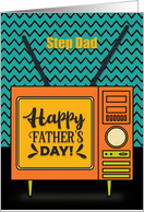 Happy Father’s Day to Step Dad Retro TV Word Art card