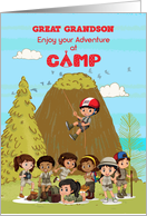 Thinking of you at Summer Camp to Great Grandson Camp Kids Having Fun card