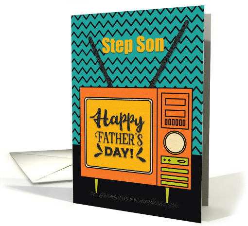 Happy Father's Day to Step Son Retro TV Word Art card (1570274)