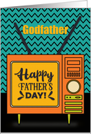 Happy Father’s Day to Godfather Retro TV Word Art card