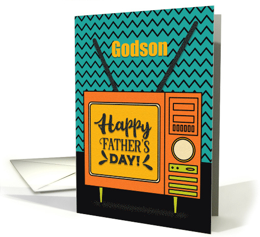 Happy Father's Day to Godson Retro TV Word Art card (1570310)