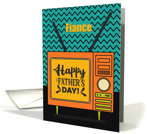 Happy Father's Day to Fiance Retro TV Word Art card (1570410)