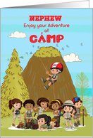 Thinking of you at Summer Camp to Nephew Camp Kids Having Fun card
