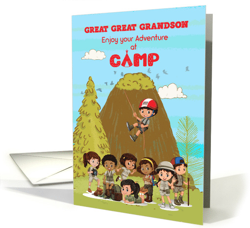 Thinking of you at Summer Camp to Great Great Grandson Camp Kids card