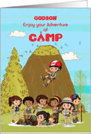 Thinking of you at Summer Camp to Godson Camp Kids Having Fun card