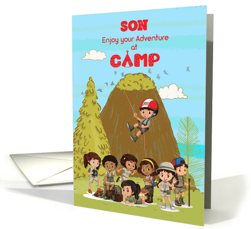 Thinking of you at Summer Camp to Son Camp Kids Having Fun card