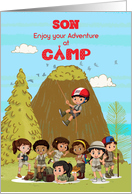 Thinking of you at Summer Camp to Son Camp Kids Having Fun card