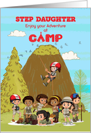 Thinking of you at Summer Camp to Step Daughter Camp Kids Having Fun card