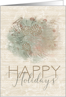 Happy Holidays Pretty Painterly Pine Tree with Bird card