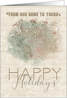 Happy Holidays From Our Home to Yours Painterly Pine Tree with Bird card