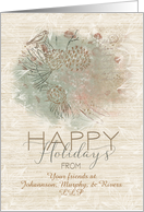 Happy Holidays Business Custom Name Pine Tree card