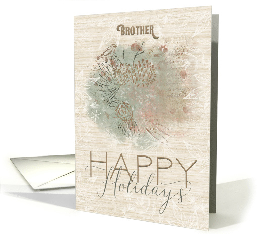 Happy Holidays to Brother Pine Tree with Bird card (1573636)