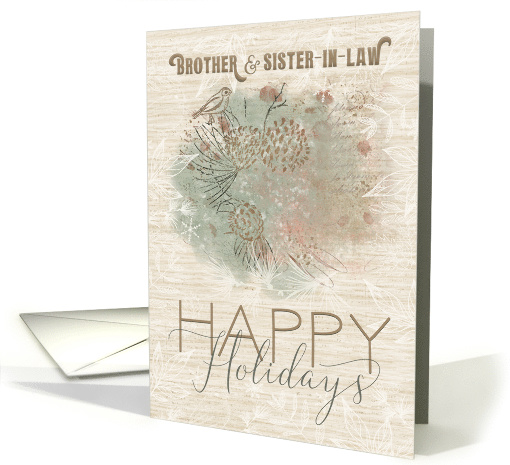 Happy Holidays to Brother and Sister in Law Pine Tree with Bird card