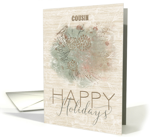 Happy Holidays to Cousin Pine Tree with Bird card (1573648)