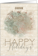 Happy Holidays to Cousin Pine Tree with Bird card