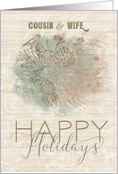 Happy Holidays to Cousin and Wife Pine Tree with Bird card