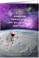 Thinking of You While Away at Space Camp Custom Name,Feminine card