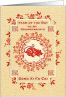 Chinese New Year of the Rat To Grandparents Gong Xi Fa Cai Rat card