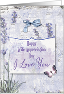 Happy Wife Appreciation Day to Wife Pretty Vintage Effect Lavendar card