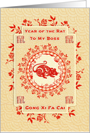 Chinese New Year of the Rat Gong Xi Fa Cai to Boss card